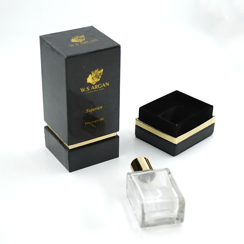 Black custom printing luxury perfume bottle packaging gold