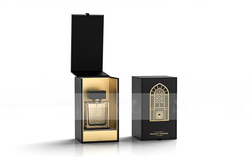 Arab Style Luxury Black Lid Flip Rigid Perfume Box