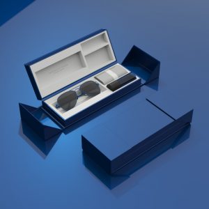 Blue Two Way Open Glasses Case Classic Eye Wear Display Box