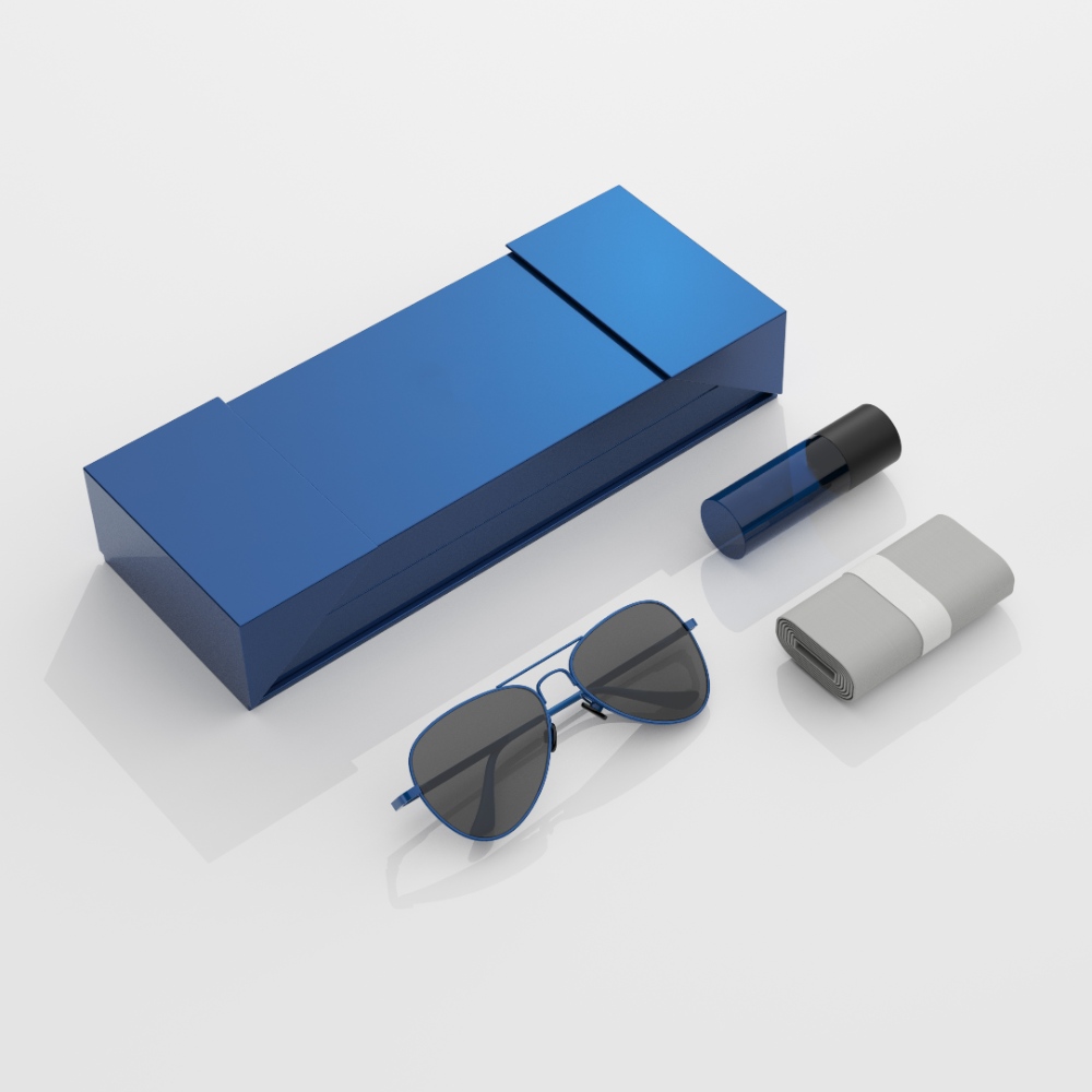 Blue Two Way Open Glasses Case Classic Eye Wear Display Box