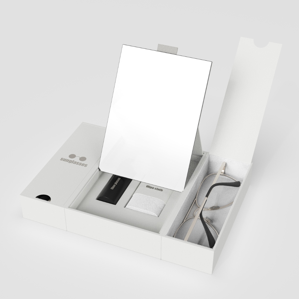 Eyeglasses And Accessories Container Eyewear Storage Box With Mirror