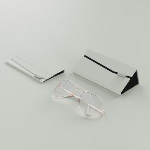 Elegant Grey Green Triangle Foldable Rigid Eyeglasses Case 