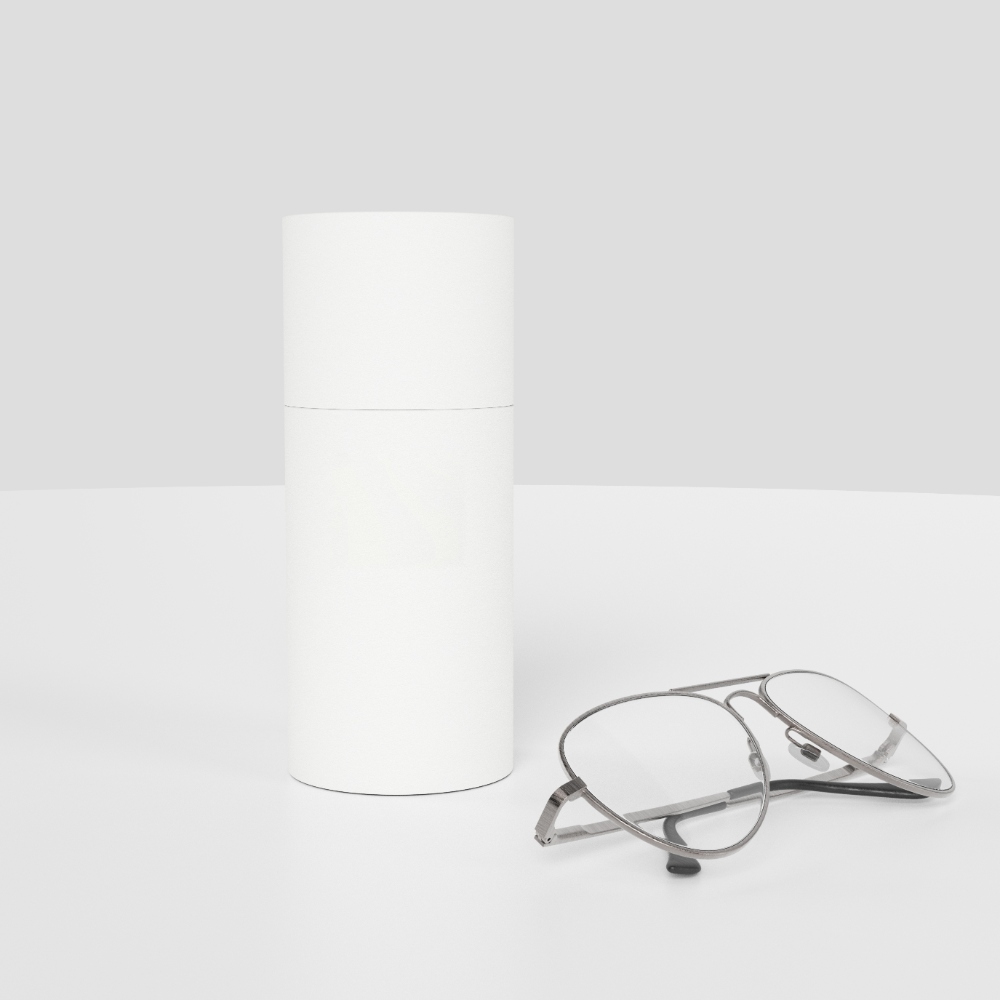 White Round Tube Eyeglasses Case Eye Wear Packaging