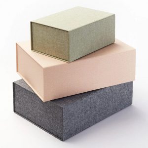 Custom Linen Fabric Empty Magnetic Paper Box Packaging