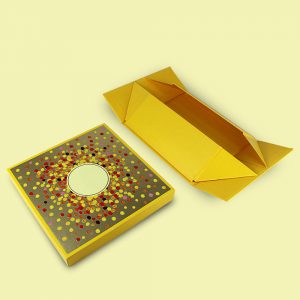 Custom Yellow Mooncake Food Folding Packaging Gift Lid Box