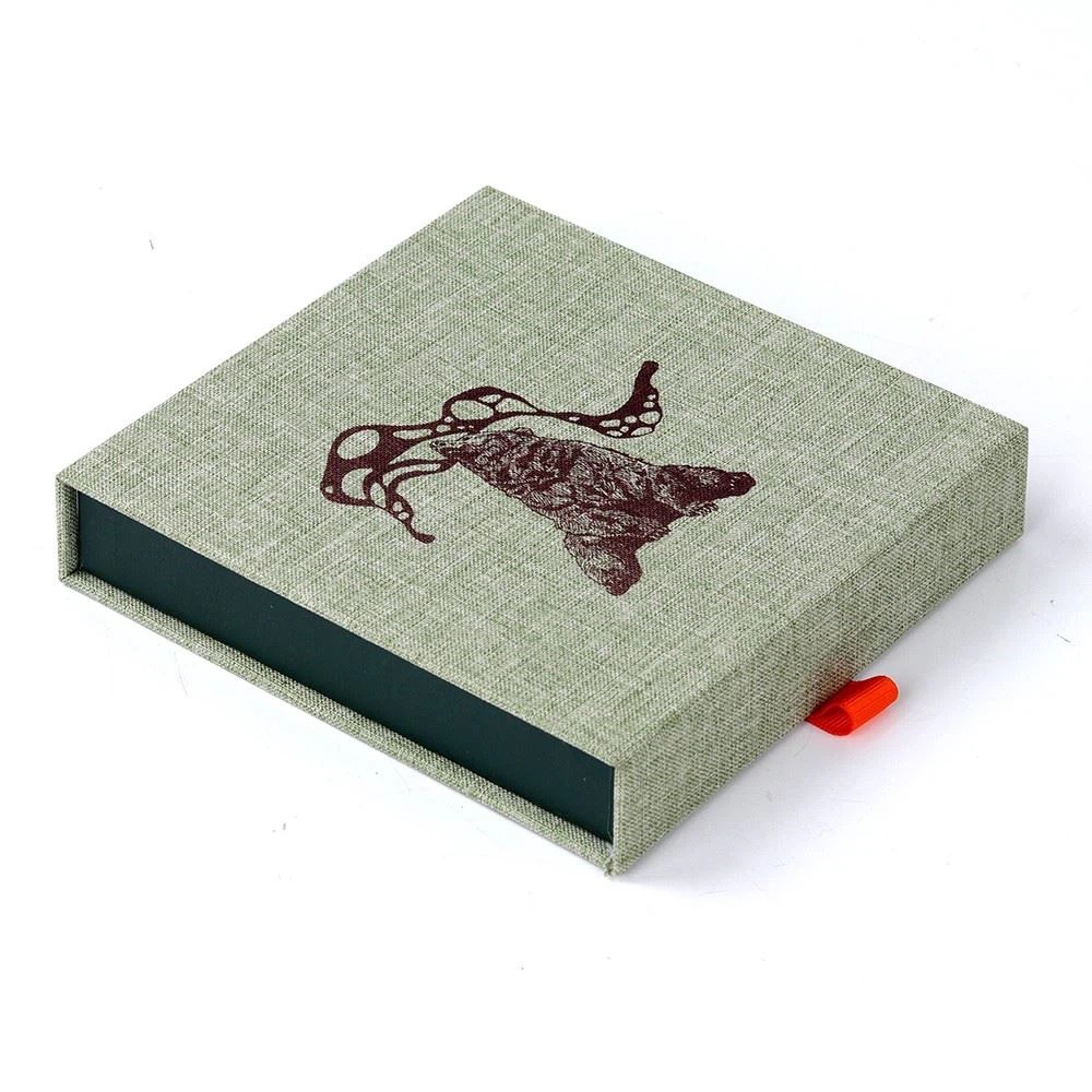 Oem Fancy Linen Fabric Magnetic Flip Gift Paper Box Packaging