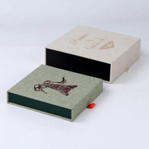 Oem Fancy Linen Fabric Magnetic Flip Gift Paper Box Packaging