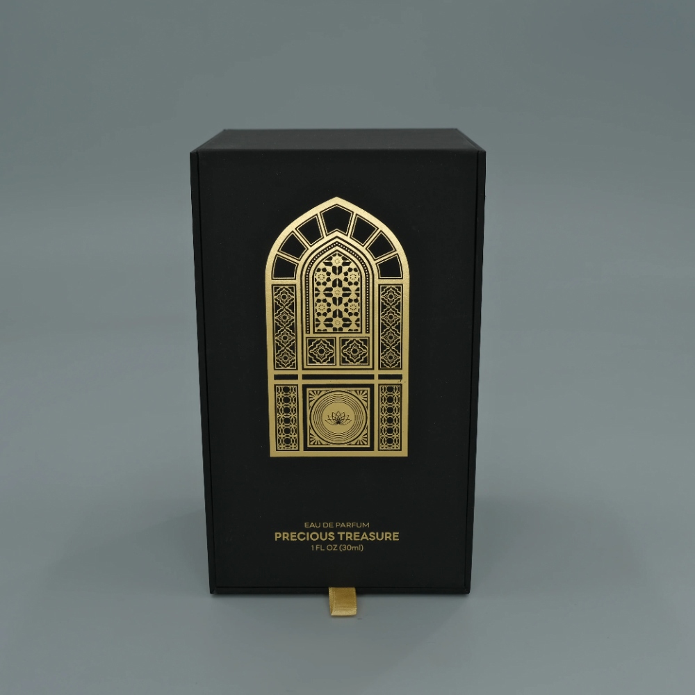 Luxury Arab Style Black Rigid Lid Flip Perfume Box