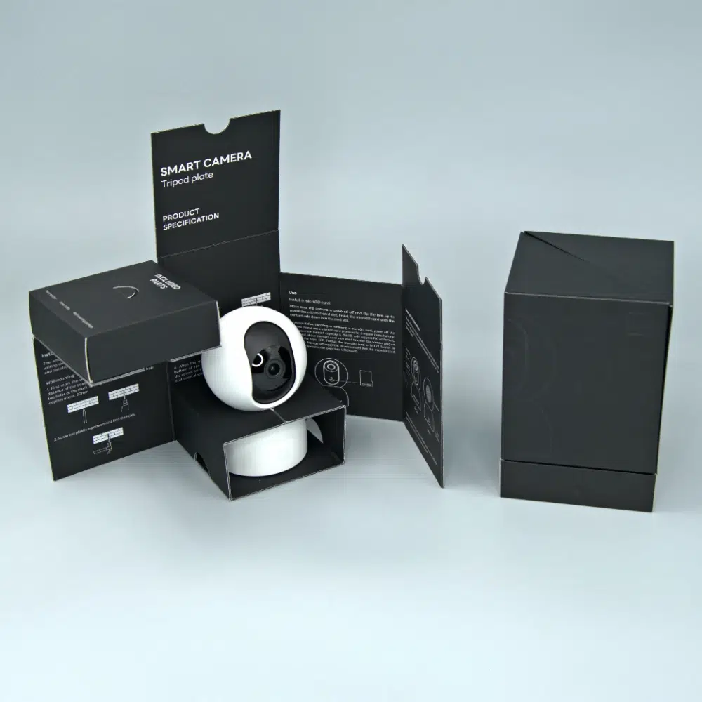 Unique Black Smart Security Cameras Slanted Opened Way Cubic Shape Box