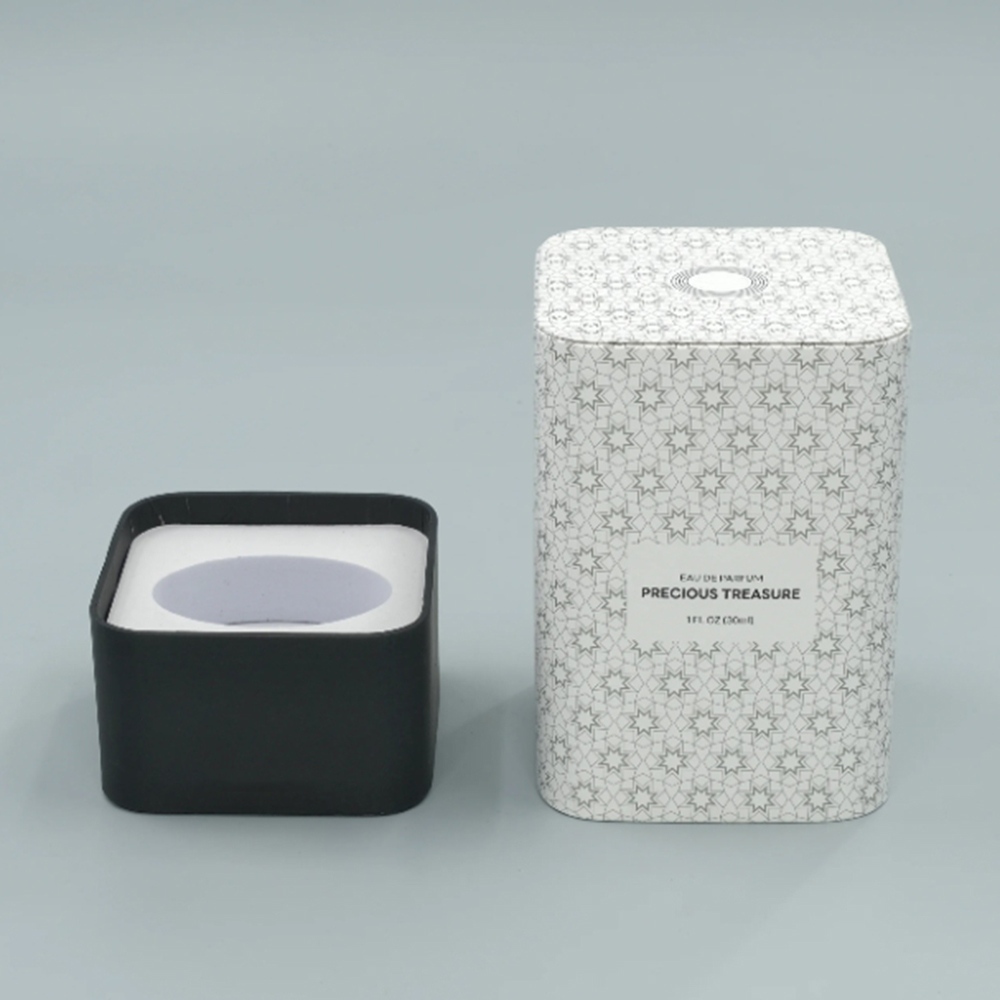 New Stylish Black White Lid And Base Perfume Packaging