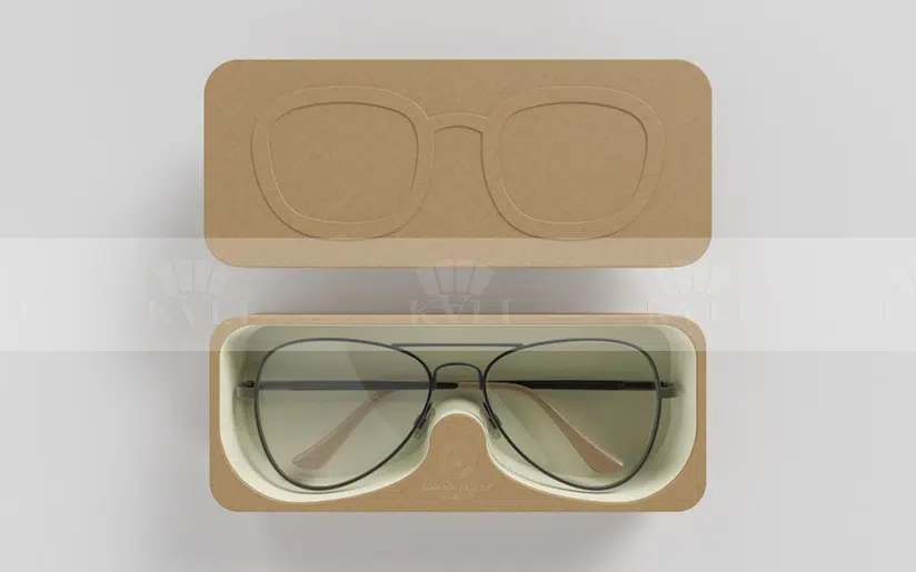 Kraft Paper Eyewear Case with Embossed Glasses Design